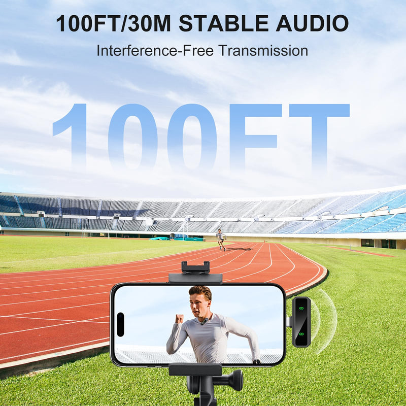 Mini Lavalier Microphone for iPhone/Android/PC, Lav Mic with 45H Battery, Noise Cancellation, 48KHz 16-Bit, Wireless Mic for Video Recording, Tiktok, YouTube, Vlog (USB-C + Charging Box (Black))