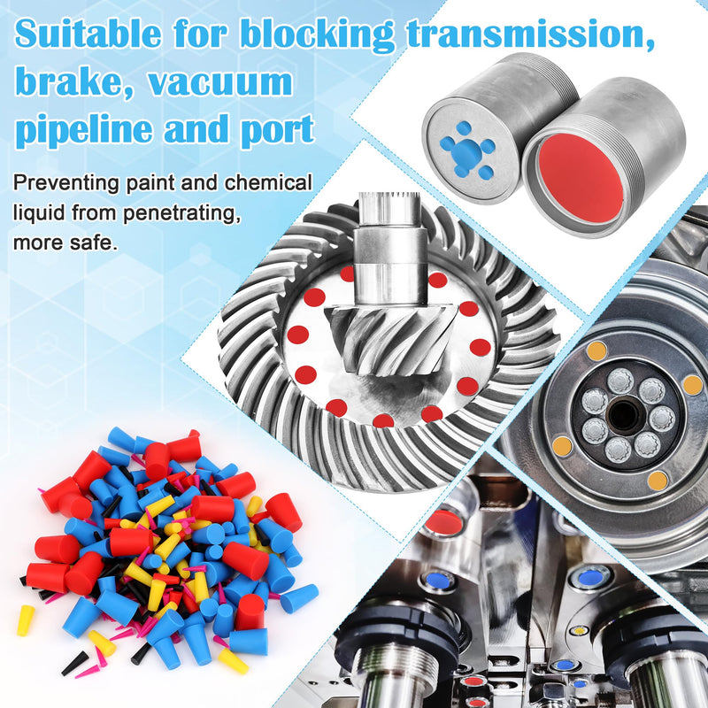360PCS Silicone Rubber Tapered Plug, Coldairsoap High-Temperature Resistant Rubber Stoppers 8 Size 1/16" to 5/8" for Hole Plugs, Spraying, Coating, Painting Protection (360) 360
