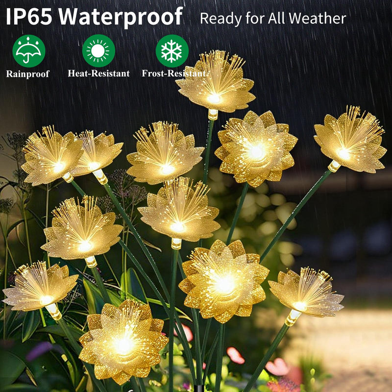 Solar Lights Outdoor Garden Decorative 4 Pack, Solar Flower Swaying Light for Outside, Yard, Patio, Pathway Decoration, Warm White