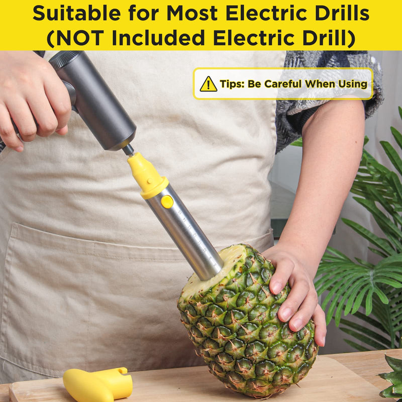 YYP Pineapple Cutter with Knife, [Upgraded, Electric & Manual] Durable Pineapple Corer with Electric Drill Accessory, Stainless Steel Fruit Peeler Knife Pineapple Slicer Core Remover Kitchen Tool Pineapple Corer with Knife