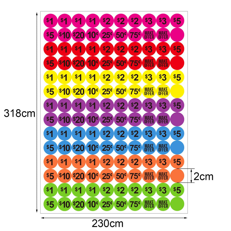 Neon Colors Prepriced Garage Sales Stickers, Pricing Labels, Sale Labels (Neon Pink, Yellow, Orange, Purple, Blue, Red, Green) Neon Pink, Yellow, Orange, Purple, Blue, Red, Green - NewNest Australia