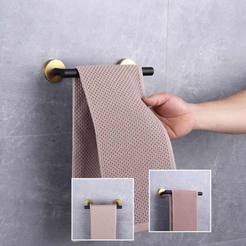 GERZWY Bathroom 3-Pieces Hardware Accessories Sets (Coat Hook 12-Inch Towel Bar Toilet Paper Holder) SUS 304 Stainless Steel (Black & Gold) AG111C(30.5) 7B5B-3BD Black & Gold