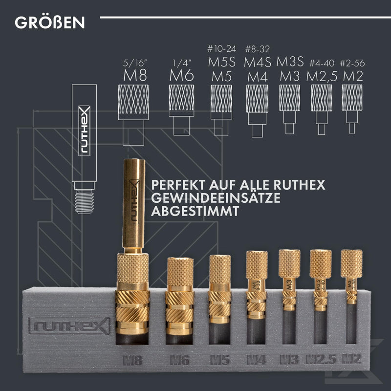 ruthex 7x soldering tips/melting aid set - soldering iron tips for ruthex thread inserts M2 / M2.5 / M3 / M4 / M5 / M6 / M8 - #2-56 / #4-40 / #8-32/ #10-24 1/4" ‎Fusing aid set V2