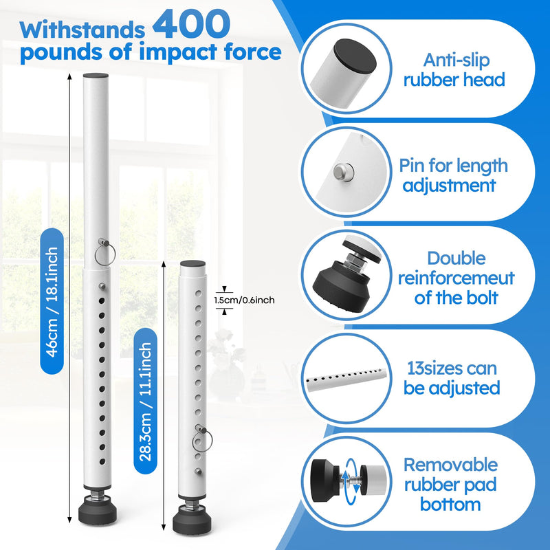 WooFog（Short）Security Bars for Sliding/Vertical Window, Adjustable Window Jammer Bars Security Inside,（Small）Window Guards for Home Security, 11" to 18" Anti Theft Window Safety Lock Bar -White 2 Pcs White 11" to 18"-2 PCS