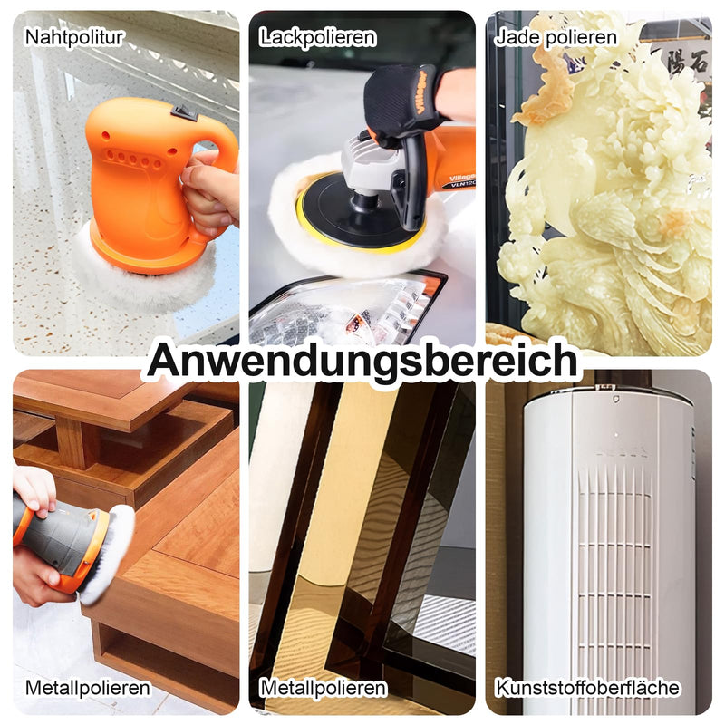 Yufqopc Polishing Pads 150 mm – Pack of 5 Lambswool Polishing Pads Velcro, White | Wolle Polierscheiben Polierhauben Polieraufsatz Exzenterschleifer für Auto, Autoscheinwerfer, Korkböden,Marmor, Edelstahl 150mm