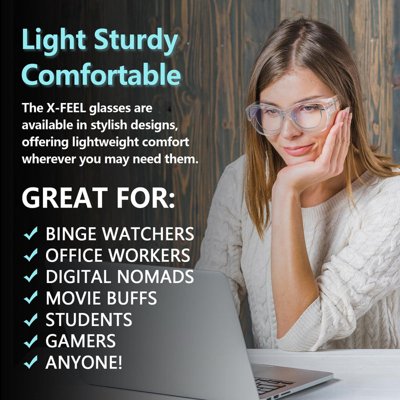 Anti Blue Light Glasses Over Prescription Glasses Fit Over Blue Filter Glasses for Computer/Reading/TV/Phone/Gaming Clear Frame