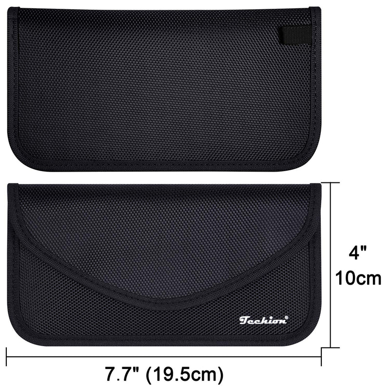 Signal Blocking Bag, Techion 2 Pack RFID Faraday Bag Shield Pouch Cage Box Wallet Case for Cell Phone and Car Key FOB, Privacy Protection, Anti-Hacking - Black