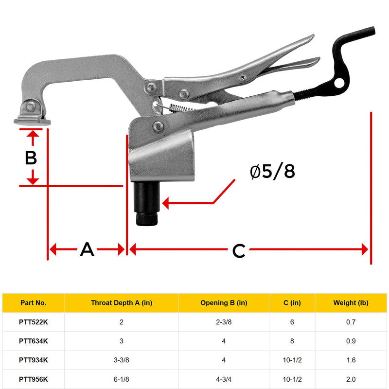 BuildPro PTT956K Inserta Plier, Table Mount Clamp, Rear Crank Handle, 5/8" Insert Diameter, 6-1/8" Throat Depth Throat 6-1/8"/Opening 4-3/4"