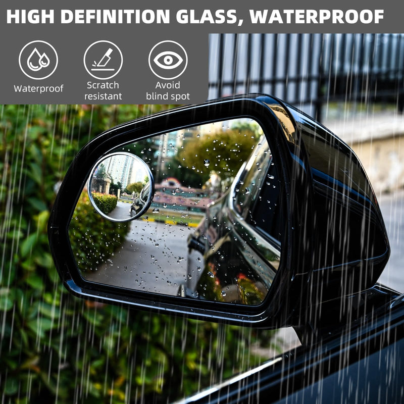 Blind Spot Car Mirror 2 Pack-2 Inch Round Rear View Convex Mirrors for Cars/SUVs/Motorcycles/Trucks/Trailers/Snowmobiles/Bicycles/RVs/Boats/Golf Carts with Rust Resistant Frame-HD Real Glass