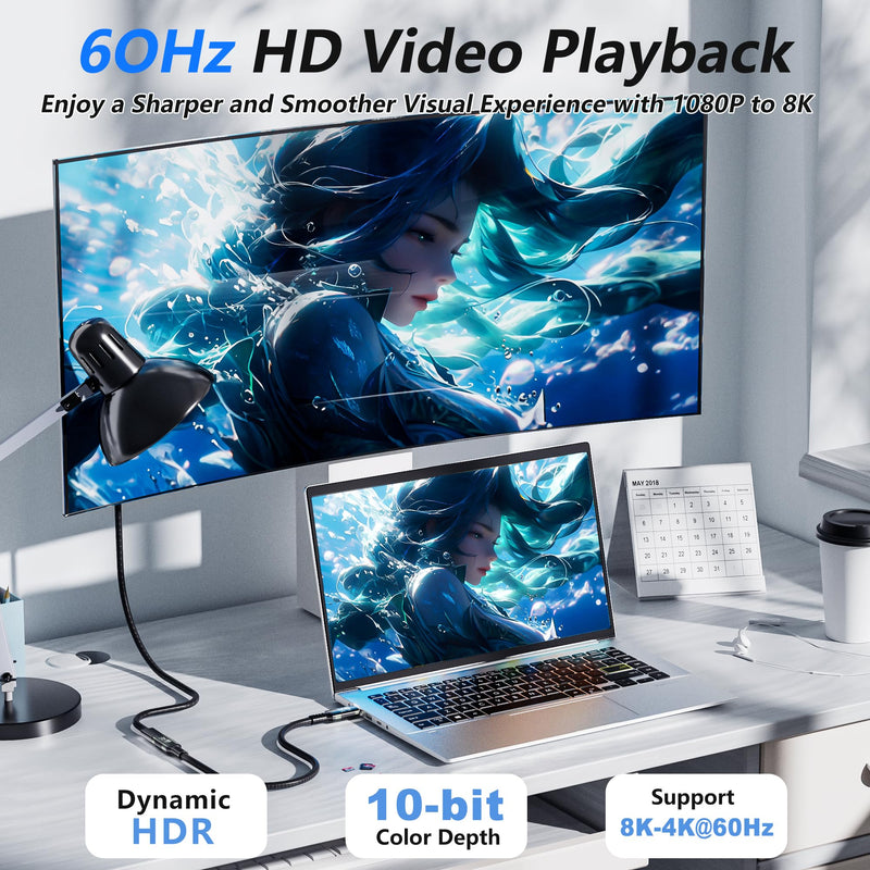 USBC Extension Cable Long 10FT,Compatible with Thunderbolt 5 Extender 40Gbps Data Transfer, USB c Male to USB c Female Cable, 8K Display/PD 240W, for Thunderbolt 4/3/USB 5/4/SSD,eGPU. 10 feet