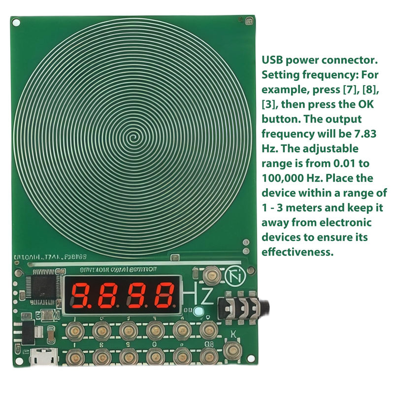 Schumann Resonance Generator 7.83 Hz: Schumann Resonance Sine Wave Generator with Display and USB Port, Adjustable Ultra Low Frequency Pulse Generator for Sleep and Relaxation