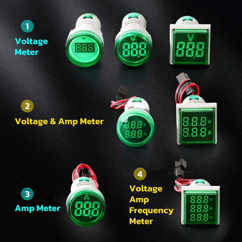 DROK AC Amp Meter 100A, Pack of 3 AC 0-100A Current Tester Digital Larger LED Screen Current Meter Suitable for 110V 220V Green Red Yellow Signal Indicator Light Panel Regular Amp - Circular