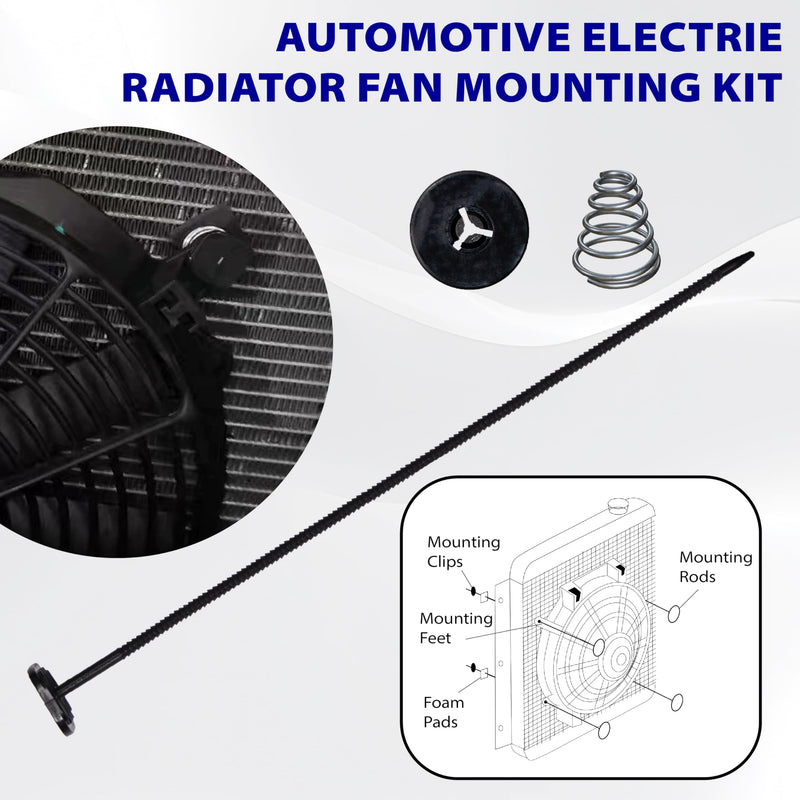 Fan Mounting Kit, Radiator Fan Zip Ties Clips Mounting Kit, Electric Mount Hold Down for Cooling Fan Transmission Cooler Radiator Fan Kit for Universal Car Vehicle 2 Pcs