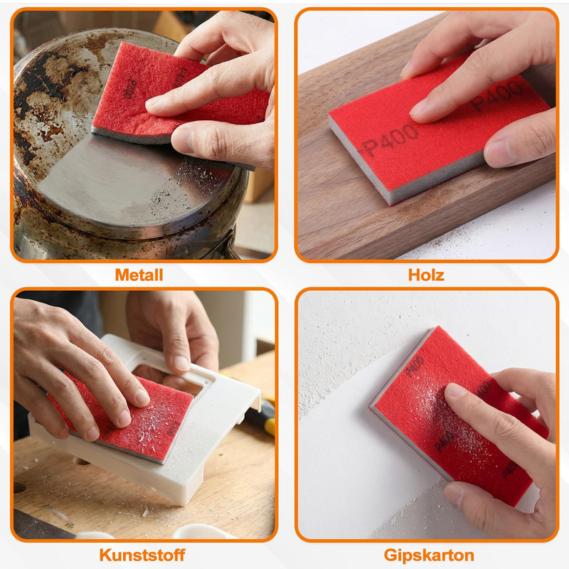 Sanding Sponges Set, 100-3000 Grit Dry & Wet Sandpaper, Pack of 24 | Sanding Sponge Wood, Professional Sanding Pads for Wood Metal Paint Furniture Car Body Repair Polishing Model Making