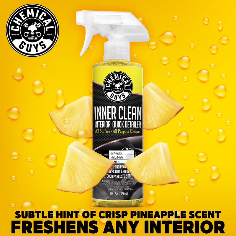 Chemical Guys SPI_663_16 InnerClean Quick Detailer with Pineapple Scent, High Performance Interior and Dashboard Cleaner, Dust Repellent, Easy to Use Non Greasy Formula, 16 fl oz 16 oz