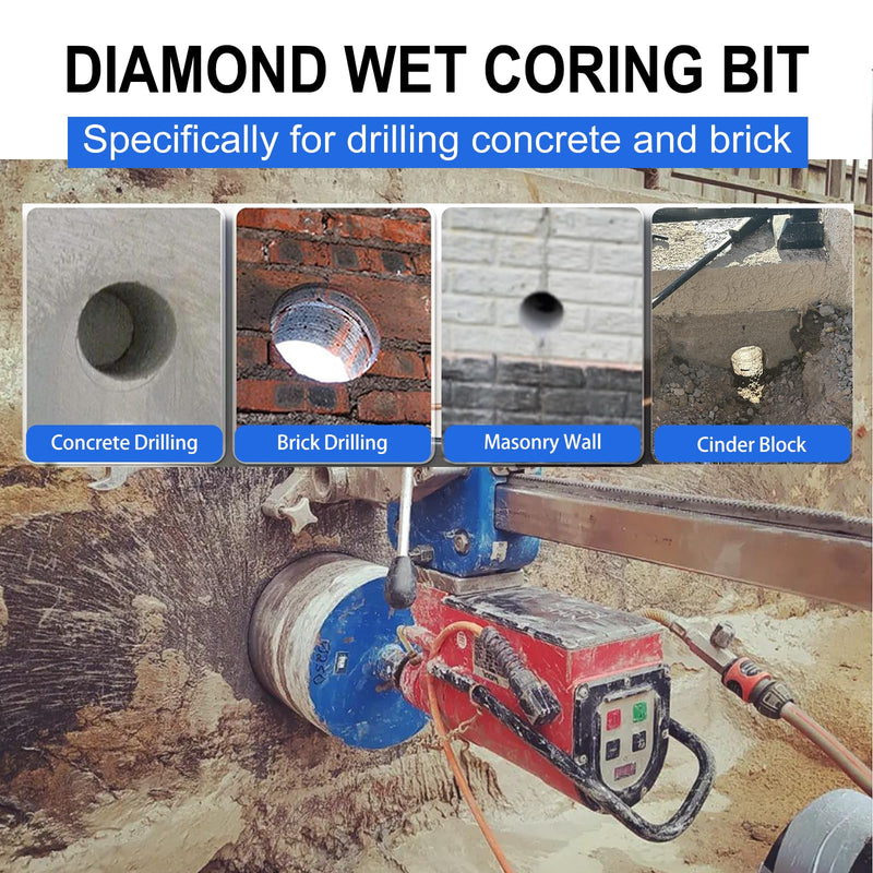 SALI Diamond Core Drill Bits 2" Diameter 10"/254mm Drilling Depth 5/8-11" Thread Core Bit Turbo Laser-Welded Segments for Cured Concrete with, Brick, Block, Masonry, with Two Adapters 2 inch