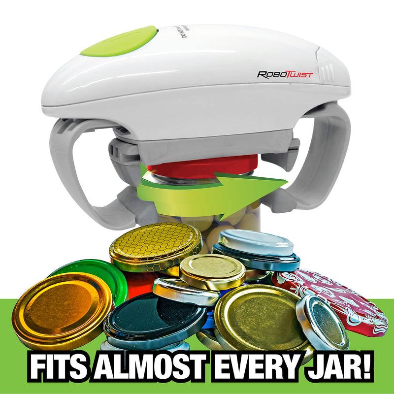 Robotwist Automatic Jar Opener, Deluxe Model with Improved Torque, Robo Twist Kitchen Gadgets for Home, Electric Handsfree Easy Jar Opener – Works on All Jar Sizes, As Seen on TV Small