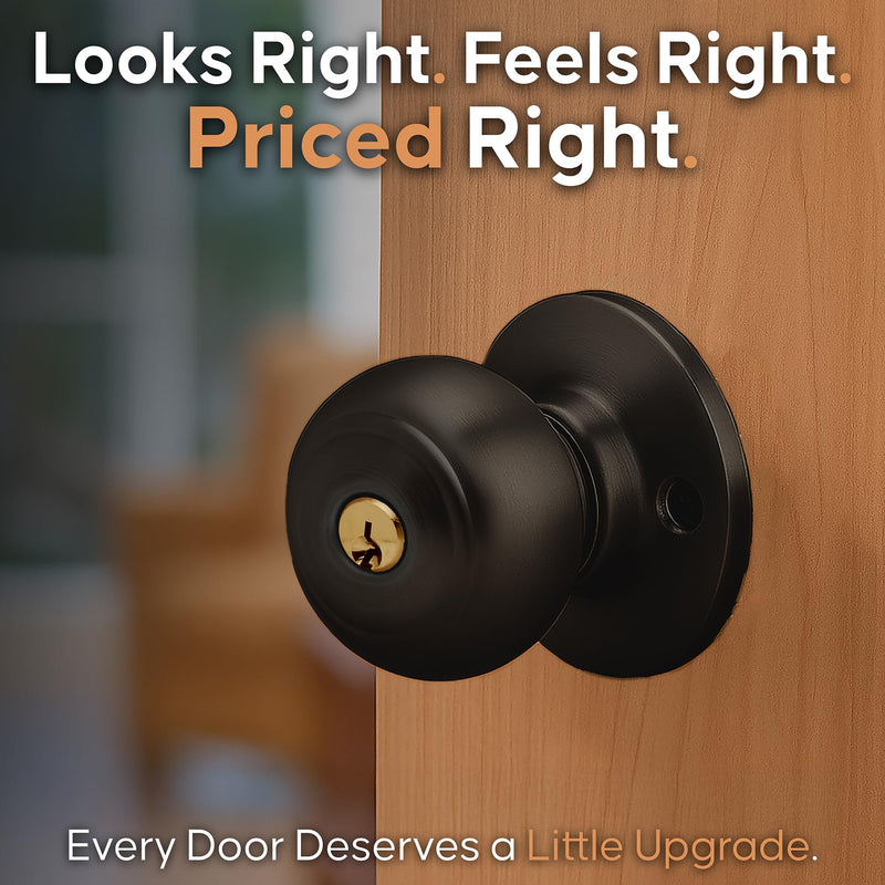 Copper Creek Colonial Entry Door Knob – Keyed Entry Handle with Lock and Key, ANSI Grade-3 Certified, DIY-Friendly Install for Interior and Exterior Entrance Doors – Tuscan Bronze (1 Pack) 1 Pack