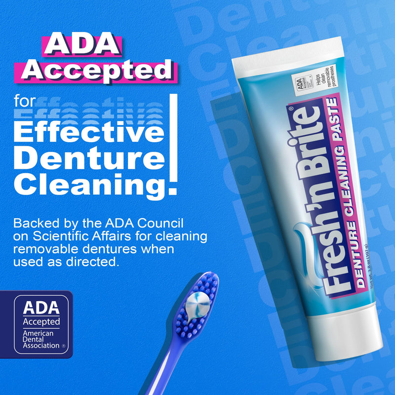 Fresh 'n Brite Denture Cleaner Paste, ADA Accepted Dual Action Formula for Fresh Breath & Gentle Care of Dentures, 1 Count (Pack of 6) 3.8 Ounce (Pack of 6)