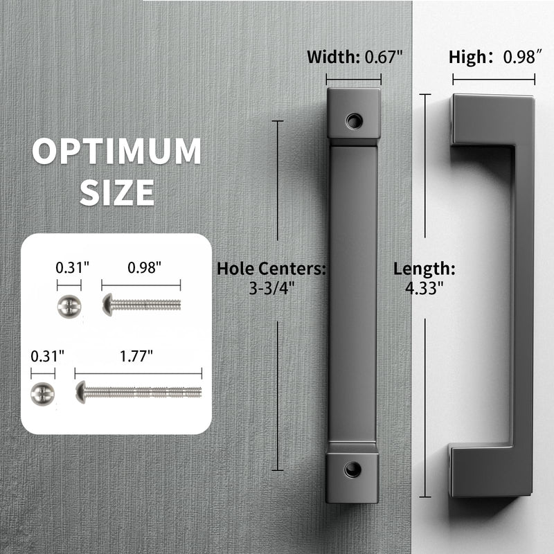 Cobbe 10 Pack Matte Black Square Cabinet Handles 3-3/4 Inch (96mm) Hole Centers Cabinet Pulls Kitchen Cabinet Handles Drawer Pulls Kitchen Cabinet Hardware 3-3/4" hole center spacing Black 10 pack