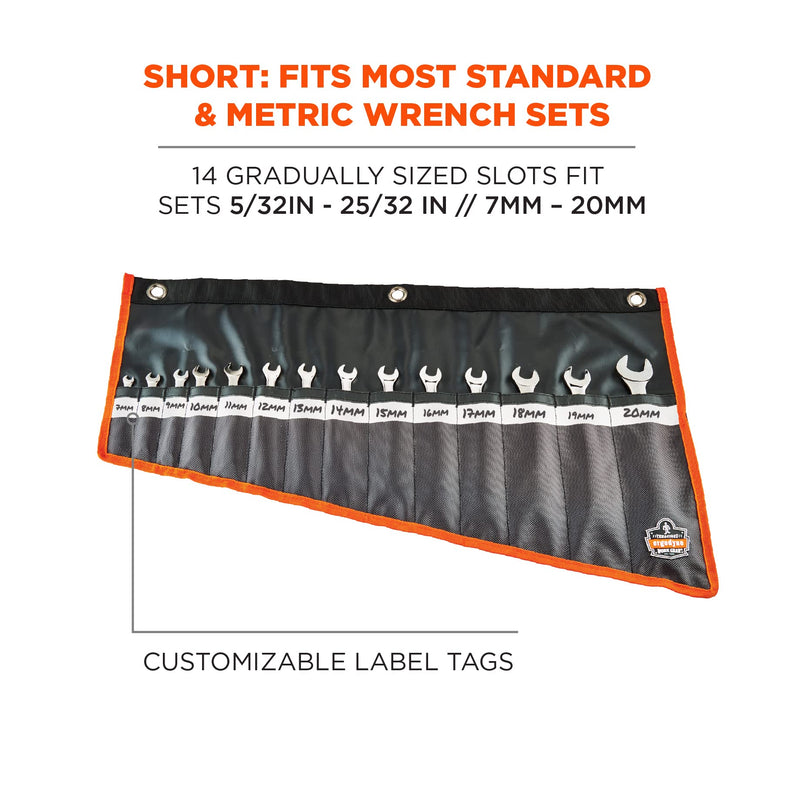 Ergodyne Arsenal 5873 Wrench Roll Up Tool Pouch, Storage Organizer for Wrenches and Tools, 14 Pockets, Short Size Black Wrench Organizer Roll Up - Custom Labels