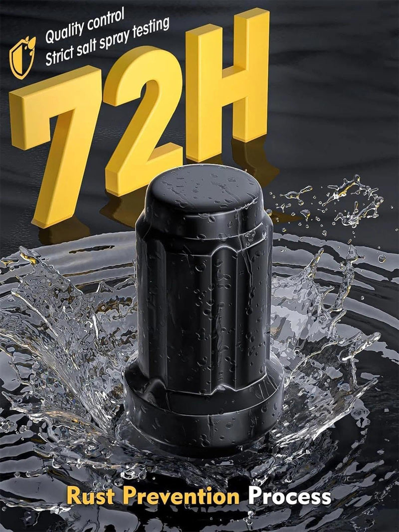 MIKKUPPA 7/16-20 24PCS Wheel Lug Nuts - Replacement for 1984-1986 Toyota 4runner, 1969-1987 Blazer, 1970-1987 Jimmy, 1960-1987 K10 Aftermarket Wheel, Black 7/16"-20 Closed End Solid Spline Tire Nut 24 PCS