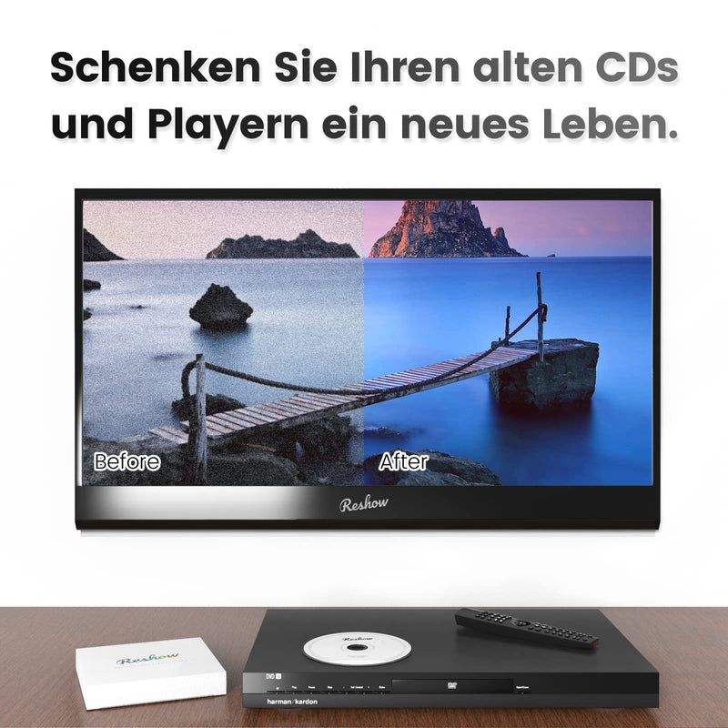 Reshow Laser Lens Disc Cleaner kit for CD & DVD Player without scratching The optics - Included Microfiber Cloth, Cleaning Disc and Cleaning Solution (1 Bottles of Cleaning Fluid) 1 Bottles of Cleaning Fluid)