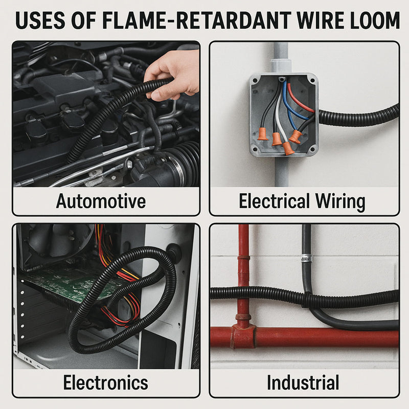 Electriduct 2" Flame Retardant Wire Loom Polypropylene Split Tubing Corrugated Conduit (48mm ID) - 10 Feet - Black 2 Inch