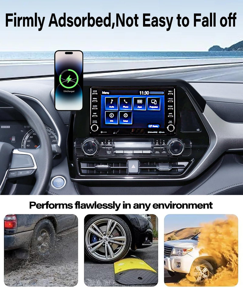Car Phone Mount for 2020-2025 Toyota Highlander Accessories, Apply to 8 Inch Touch Screen, 15W Fast Wireless Charger Screen Fixed Clip Cell Phone Automobile Cradles Hands-Free