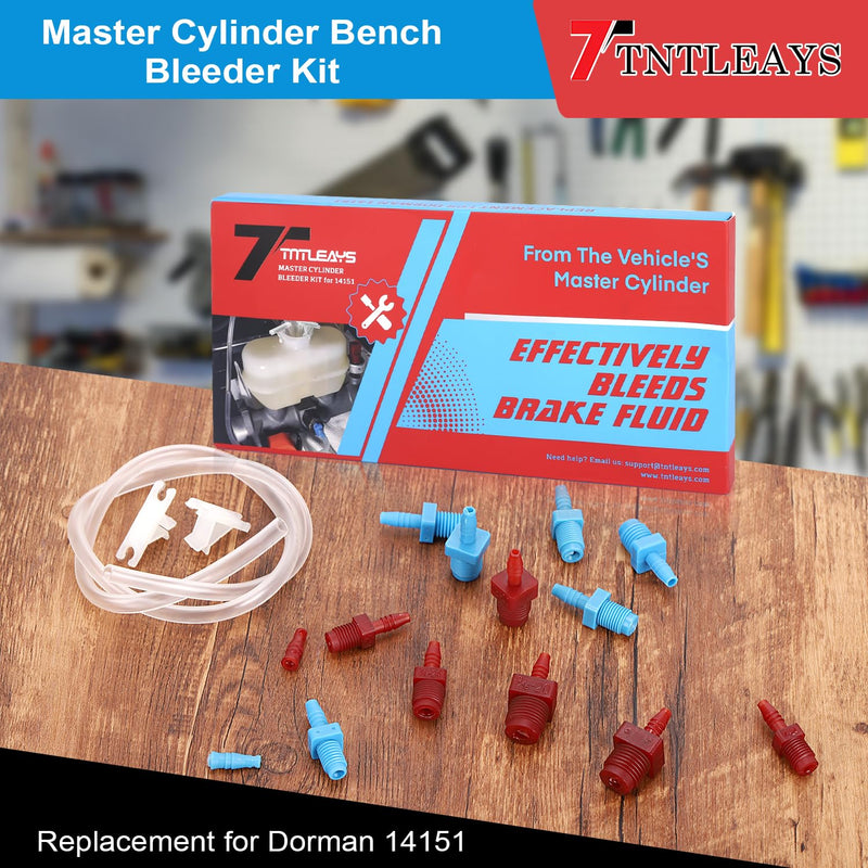 Master Cylinder Bleeder Kit Replacement for 14151, Brake Bleeding Kit, Imperial and Metric Connection Fittings, 22" Hose x2, Clamp x2, with PTFE Tape, Coolant Bleeder Tools Kit