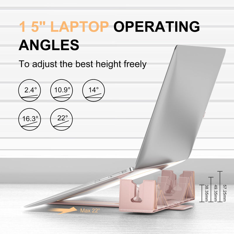 Perilogics Magnetic Adjustable Travel Laptop Stand for Digital Nomads and Business Travelers. Compact, Foldable, and Ideal for Desk Use. Elevate Your Work Experience with Our Laptop Riser on The Go Light Pink