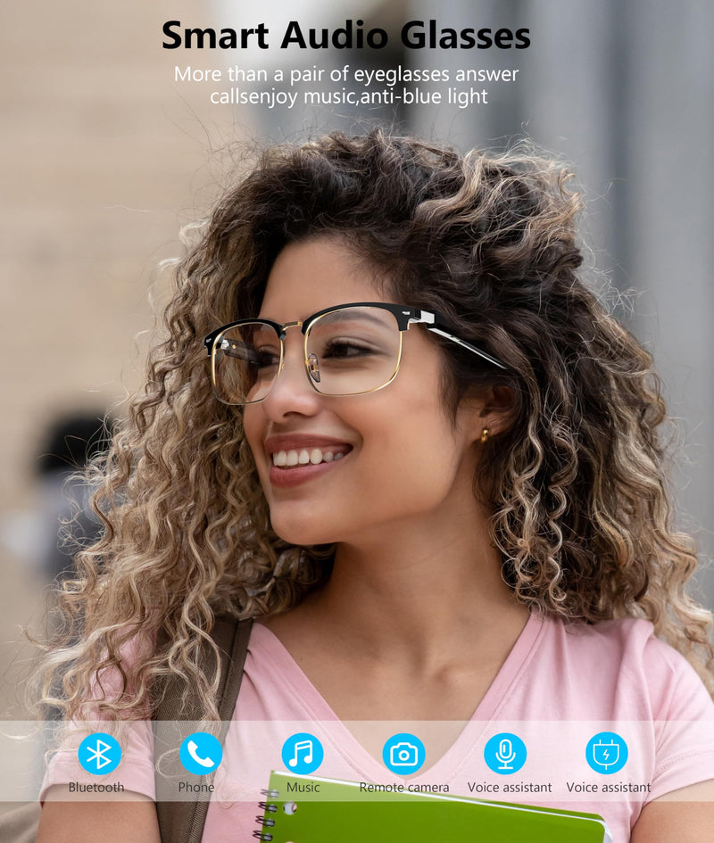 Voice Control Smart Glasses-Bluetooth Sunglasses with Built-in Mic&Speaker,UV400 Polarized,Perfect for Men & Women Lightweight Running/Cycling Eyewear, Slim-Fit Frame.