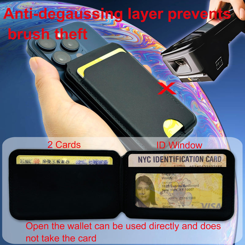 Magnetic Wallet for iPhone MagSafe Wallet with Adjustable Stand for iPhone 15 Pro Max/15 Pro/15/15 Plus/iPhone 14 13 12 Plus, 3 Subzone for 6 Cards RFID Blocking Black Stand Flat Basic