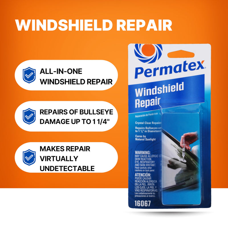 Permatex 16067 Bullseye Windshield Repair Kit, .025 oz. Syringe, .025 Ounce Syringe , White