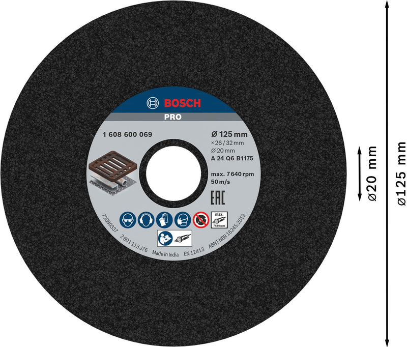 Bosch Professional 1 x Sanding Disc (for Grey Cast Iron, Diameter 125 mm, Grit 24, Accessories for Straight Sanders) Ø 125 mm