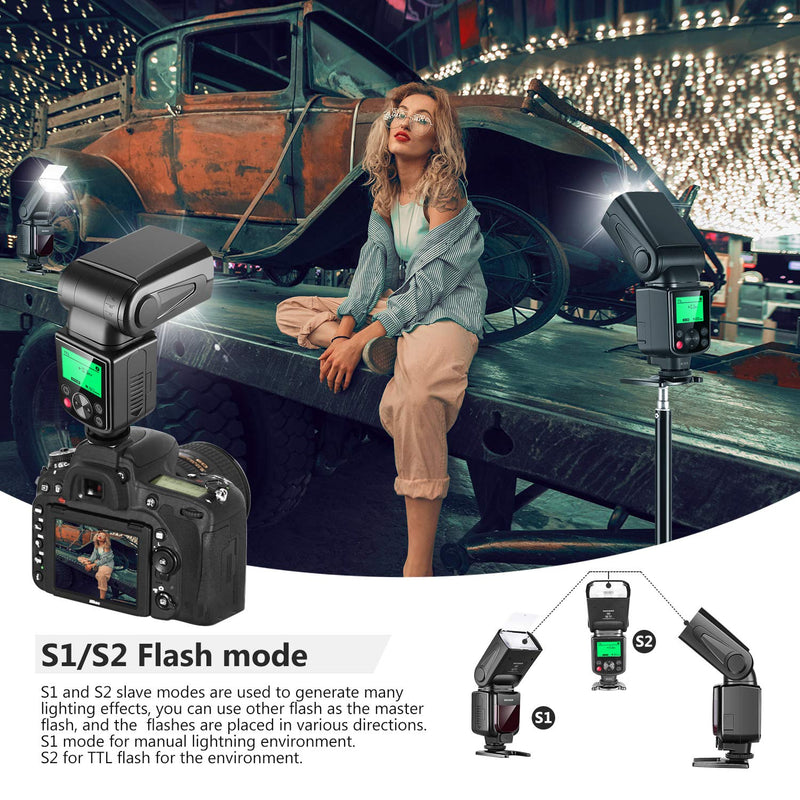 NEEWER 750II TTL Camera Flash Speedlite with LCD Screen, Compatible with Nikon D4 D5 D60 D90 D100 D200 D300S D300 D500 D610 D700 D750 D800 D810 D850 D3400 D3500 D5200 D5300 D7000 D7100 D7200 D7500