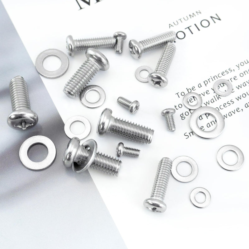 Quacc Universal TV Mounting Hardware Kit 24 PCS M4 M6 M8 Stainless Steel Screws Washers for VESA Wall Mount TV and Monitor Bracket Fixing