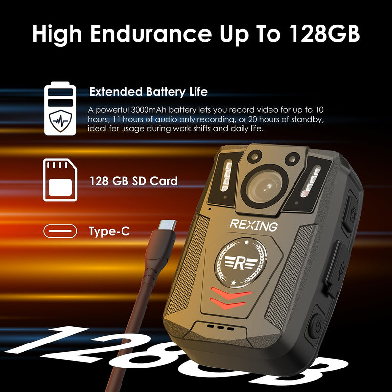 P2 FHD Body Camera - 1080P FHD Body Cam with Infrared Night Vision, Lightweight Wearable Camera, Video Surveillance, 8X Digital Zoom, 170 Degree Lens