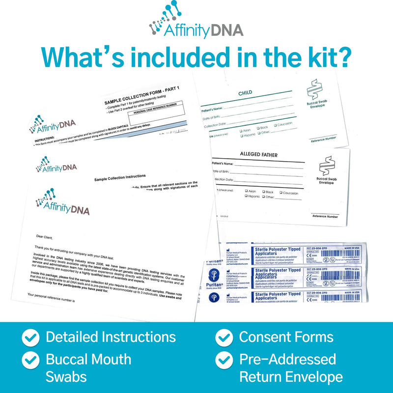 Paternity DNA Testing Kit - 99.99% Accurate Genetic Swab Test | 21 Loci Paternity Home DNA Test Kits for Father and 1 Child | Results in 4 Working Days | Laboratory Fee Not Included