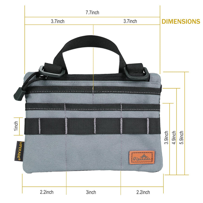 VIPERADE VE5 Slim EDC Pouch with 7 Pockets, Mens Pocket Organizer Multitool Pouch, Mini Crossbody Bag Messenger Shoulder Bag Grey