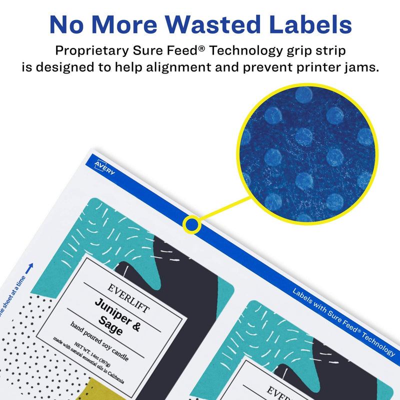 Avery Printable Durable White Rectangle Labels, Sure Feed Technology, 5" x 3.5", Waterproof Labels, Laser & Pigment-Based Inkjet Compatible, 100 Total 100 labels