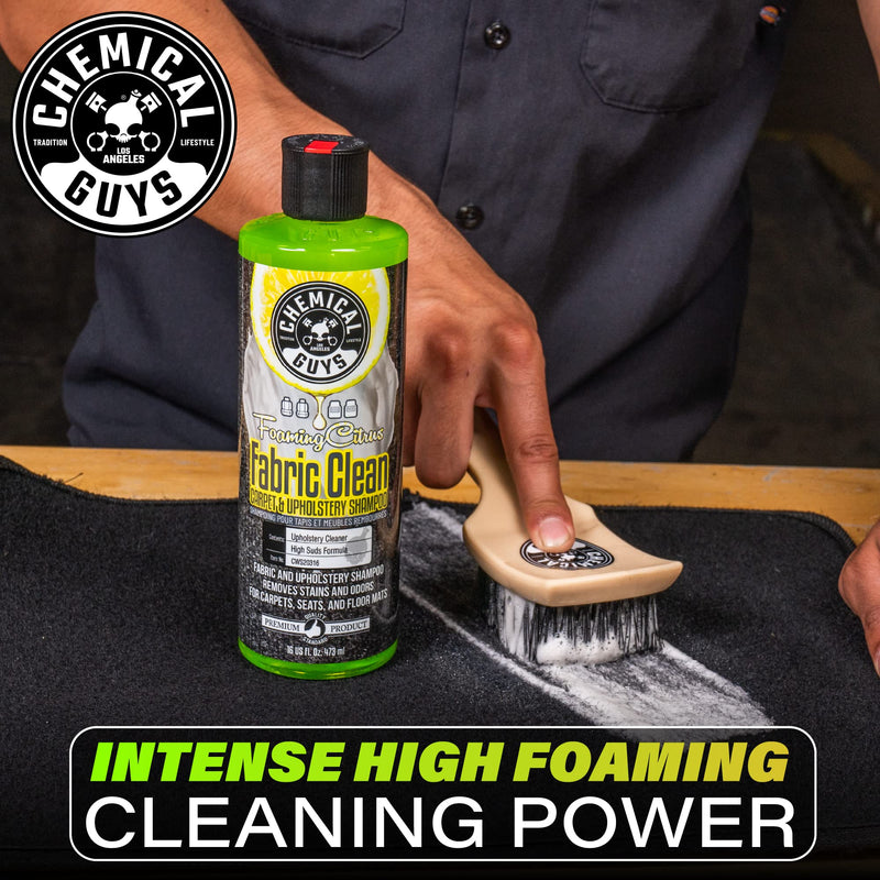 Chemical Guys CWS20316 Foaming Citrus Fabric Clean Carpet & Upholstery Cleaner (Car Carpets, Seats & Floor Mats), Safe for Cars, Home, Office, & More, 16 fl oz, Citrus Scent 16 Fl Oz (Pack of 1)