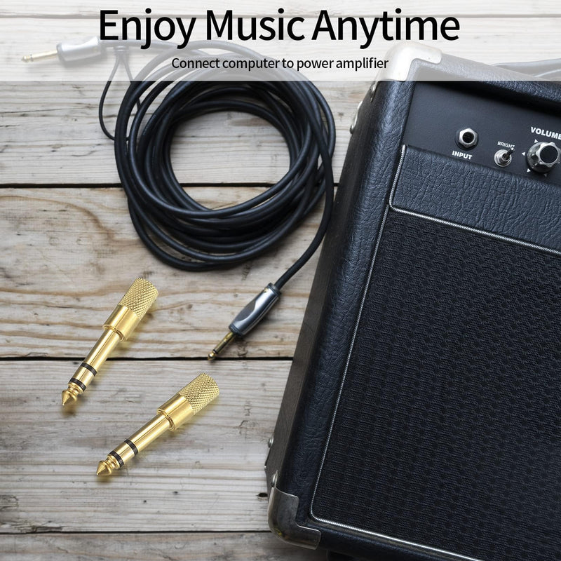 6.35mm (1/4 inch) Male to 3.5mm (1/8 inch) Female Stereo Headphone Adapters, 4 Pcs 3.5mm/1/8'' Female to 6.35mm/1/4'' Male Stereo Audio Adapter Jack Plug for Headphone, Gold Plate