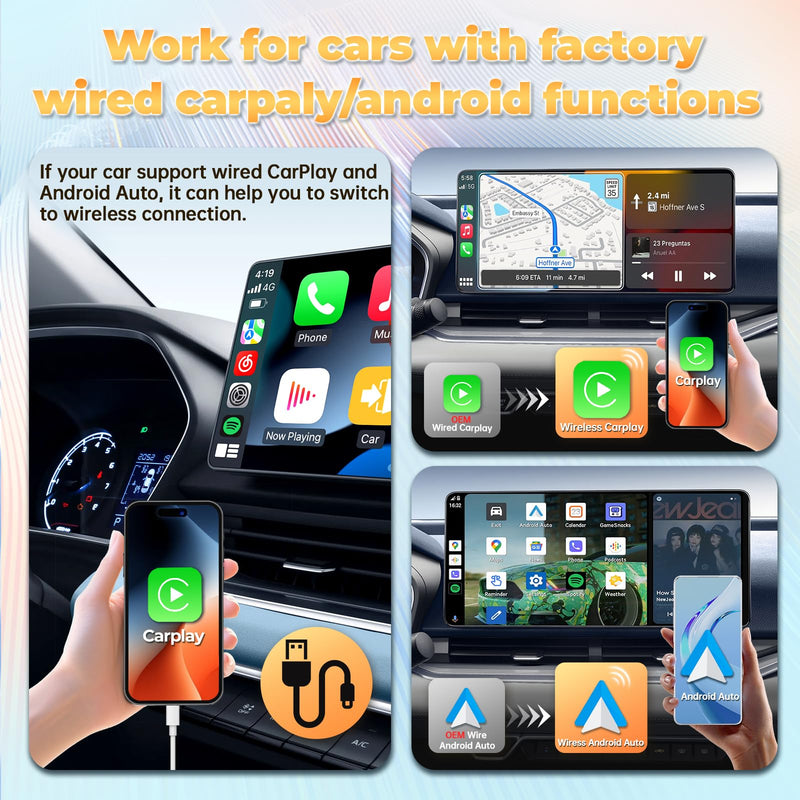 Wireless Carplay Adapter AI Box for OEM Wired Carplay/android Auto to Wireless Connection Plug and Play Dongle Magic Box for Car model 2016+ and iphone IOS 10+