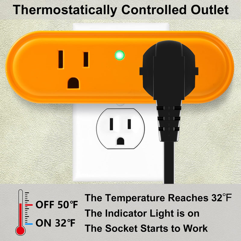 Thermostatically Controlled Outlet: Automatically Turn on Below 32℉, Turn Off Above 47℉ Unnecessary to Turn Off Power Manually in Cold Winter Cube 3 Pack (Aurantium) Orange
