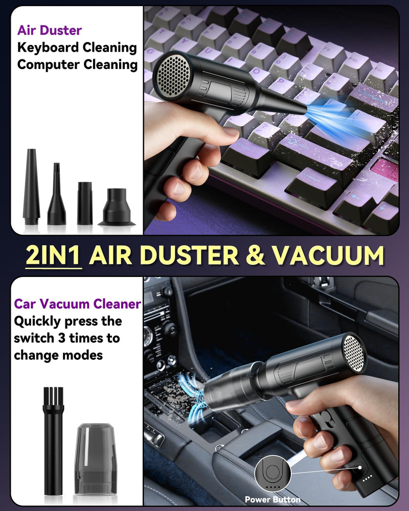 Electric Compressed Air Duster -150000RPM Stepless Speed Tiny Electric Keyboard Cleaner - Rechargeable Air Blower Replaces Canned Air - No Canned Air Duster - Cordless Jet Dry Blower for PC Car Home