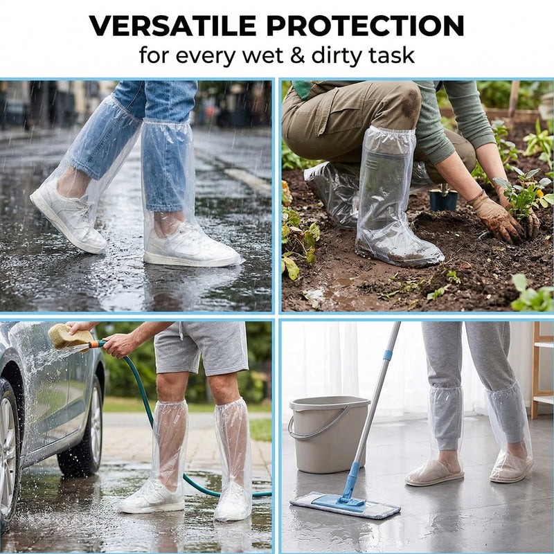 10 Pairs Waterproof Non-Slip Shoe Covers for Adults Transparent Long and Short Shoe Protector Rain