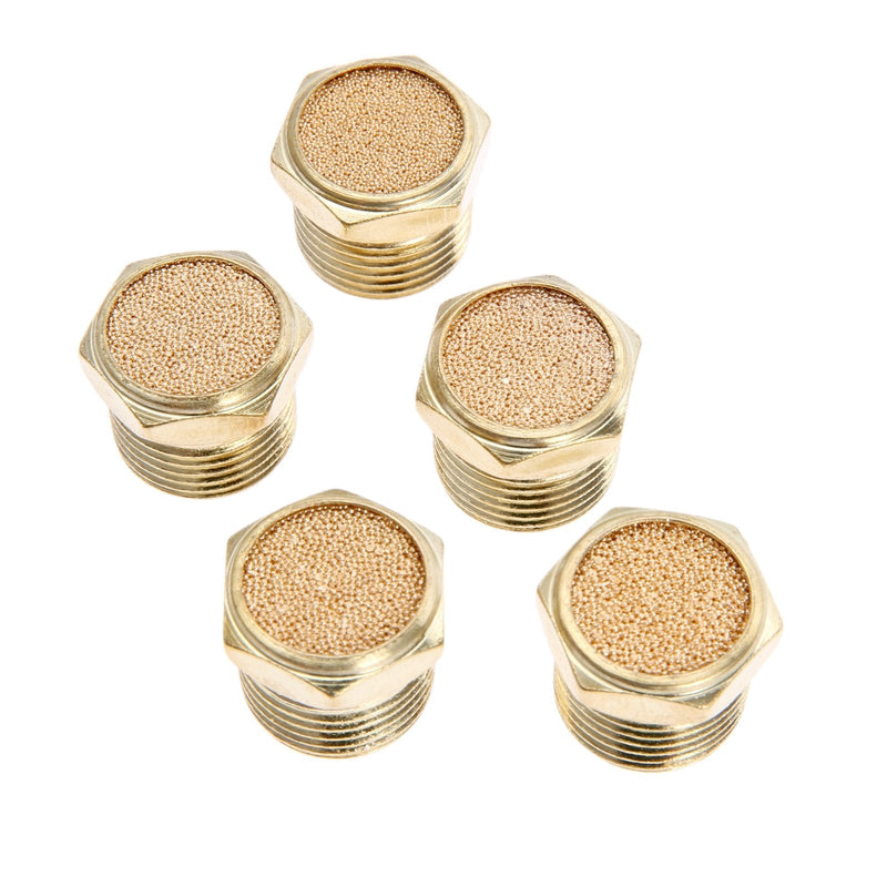 5Pcs Pneumatic Air Breather Vent Silencer Muffler Threaded NPT 3/8"