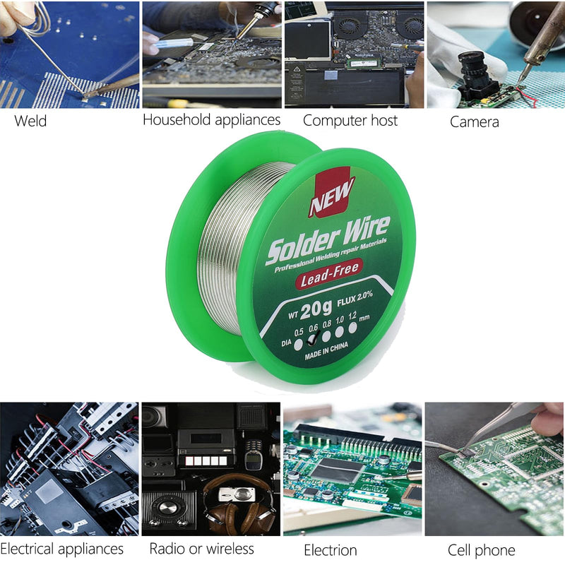 Lead-free Solder 0.6 mm, Soldering Wire 20 g with Flux Solder for Electronics | Rosin Core Sn99.3 Cu0.7 Electronic Solder Wire for Electrosoldering Repair 20g 0.6mm