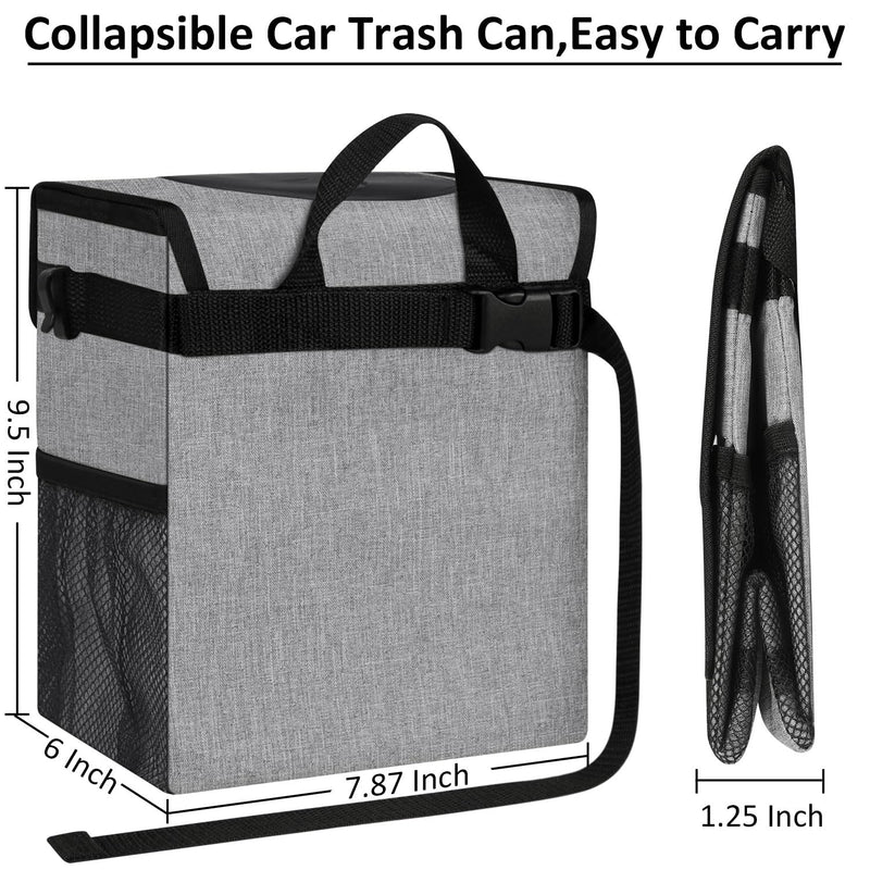 Car Trash Can Bin for Back Seat Leak Proof, Cute Trash Bag Hanging, for SUV Truck Van, Automotive Vehicle Garbage Cans Front Seat Grey 2 Gallons